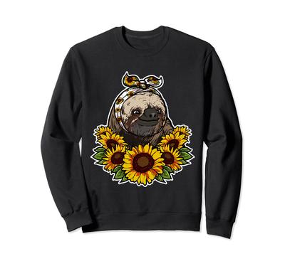 Cute Sloth Gift Sunflower Ornament Sloth Sweatshirt