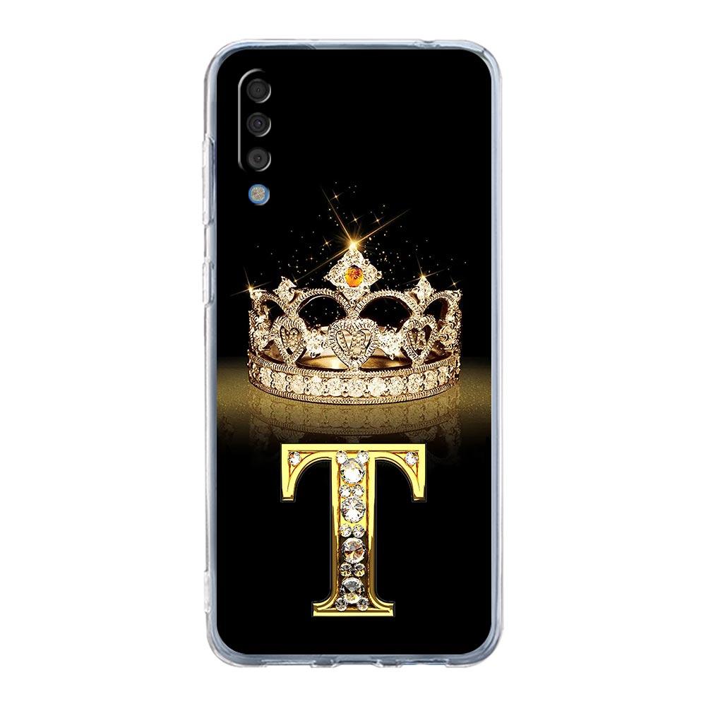 Diamond Crown Letter 26 Case For Samsung A54 A52 A50 A70 A40 A20S A20E A02S A12 A14 A16 A22 A24 A42 A34 A32 5G A04s A06 Cover