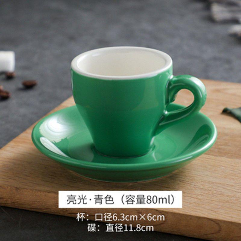 Thickened Ceramic Coffee Cup Set 80ML Italian Espresso Cup Plate Small Cup Colorful with Plate Spoon Drinkware