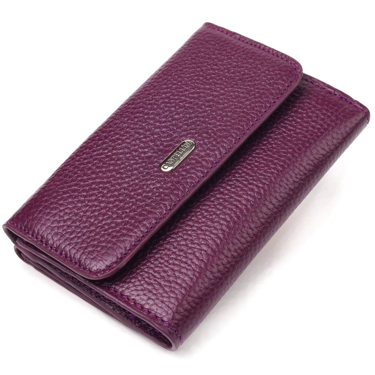 

Красивий Жіночий гаманець із натуральної шкіри флотар CANPELLINI Wallet 21589 Фіолетовий