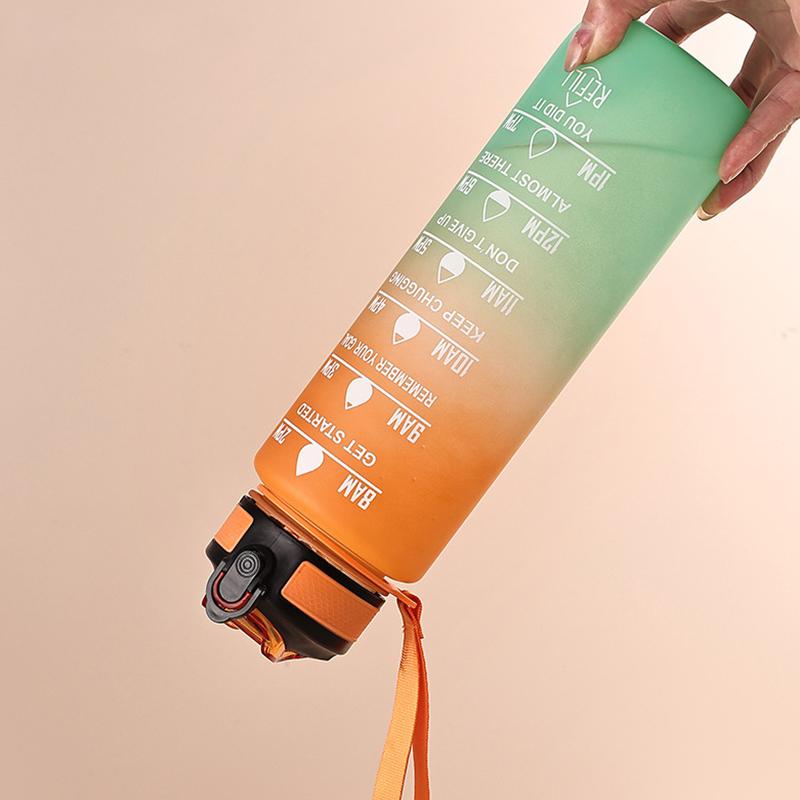 1000ml Colorful Frosted Water Bottle Motivational Drinking Bottle Sports Water Bottle With Time Marker Portable Reusable Cups