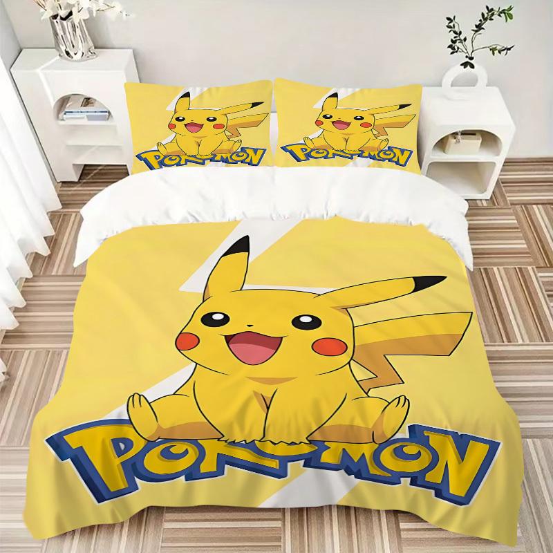 3pcs Bedding Set Pokémon Includes 1 Comforter+2 Pillowcases, Without Pillow Inserts, Soft Comfortable, Lightweight Breathable,204