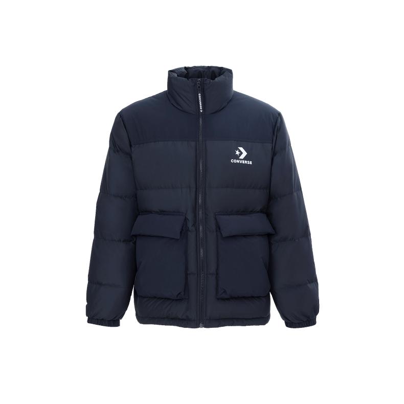 Converse Down Jackets Men s Blue 023 Stand Collar Moderate Puffer Jacket MCJ215-023 L