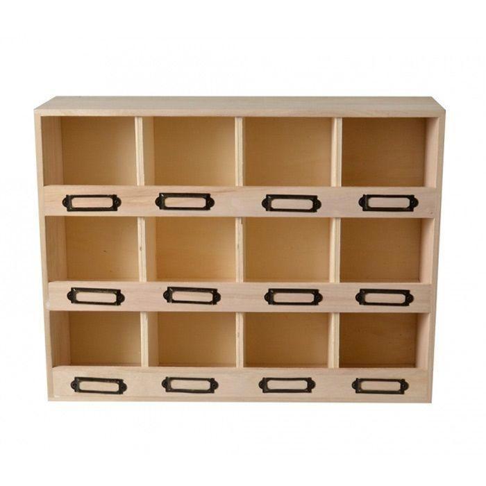 Storage Box - Artémio - 12 Boxes - Wood - Beige - Mixed
