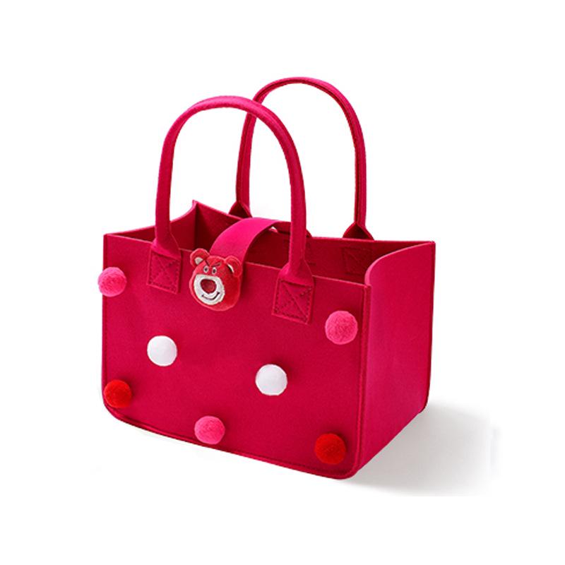 

Сумочка для мамочек из мультяшного фетра - Подарочная сумка для девочек и сумка для покупок Magenta Strawberry Bear; 30*20*18