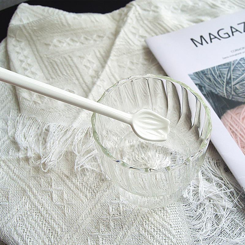 1Pc Tulip Ceramic Coffee Spoon Long Handle Ice Cream Spoon Dessert Milk Tea Honey Stick Stirring Tool