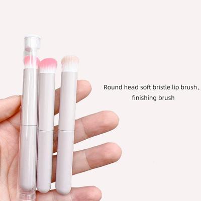 Štětec na rty 1ks Štětec na rtěnku Kulatá hlava s víčkem Mini rozmazávací štětec na make-up Přenosný Měkké štětiny Korektor