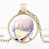 Round Acrylic Alloy Pendant Figure Pattern Necklace Unisex Chain