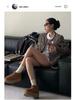 Henan Sangpo Women's Fleece-Lined Snow Boots - Thick-Soled Shearling, Zhou Dongyu Style, Pure Wool, Couple's Edition