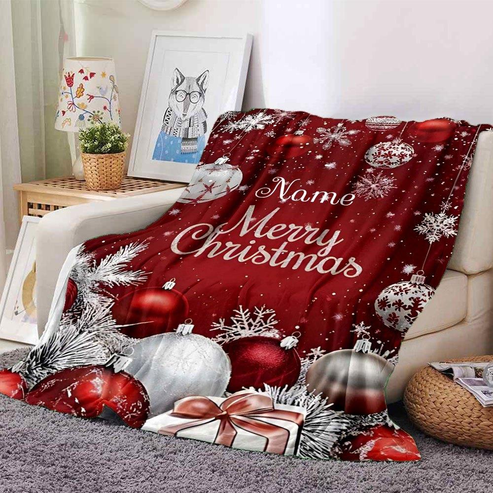 Merry Christmas Home Customize Your Name Blankets Soft And Cozy For All Seasons Perfect For Picnics Sofa Office Bed Living Room Ideal Gift For Friends