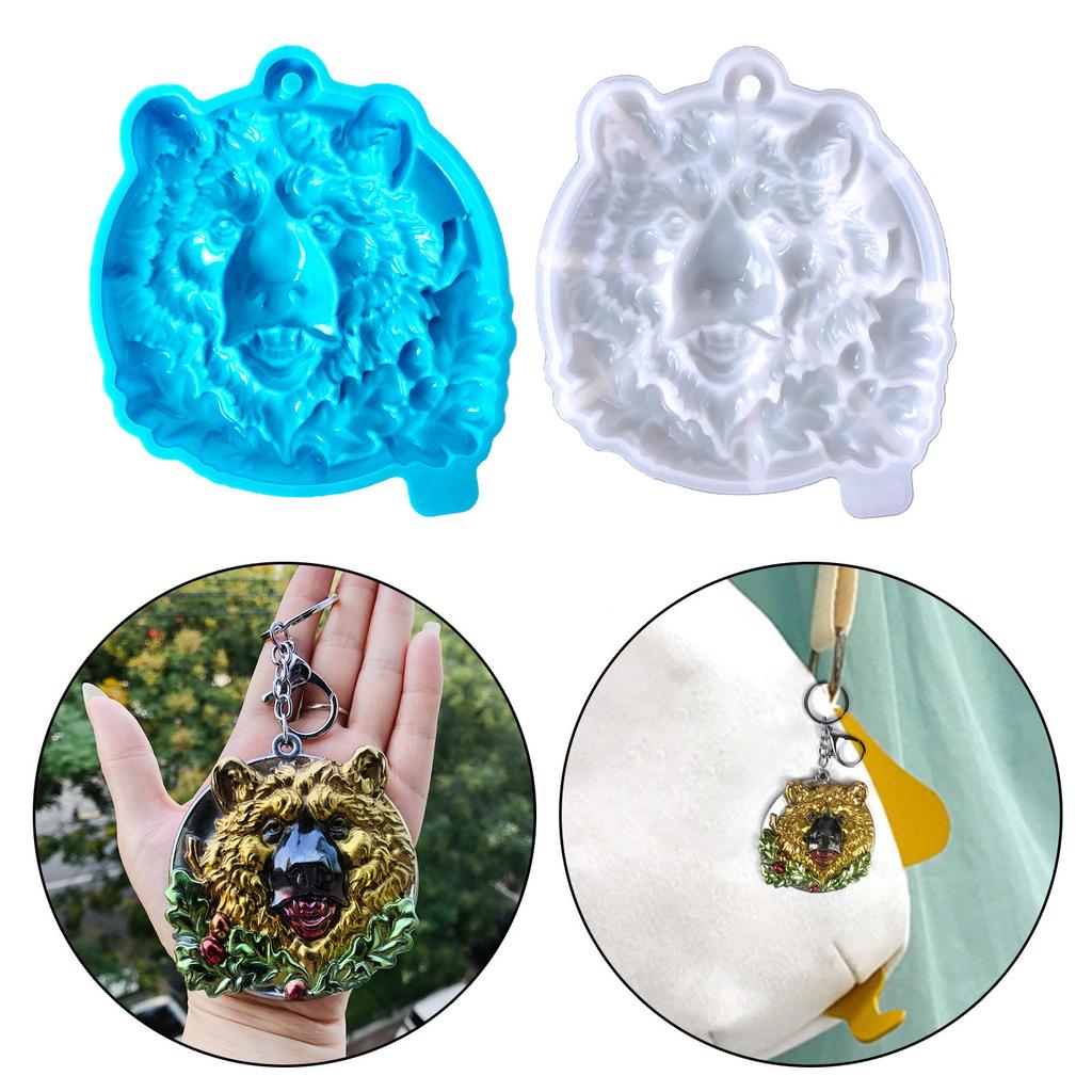 Cute Bear Head Keychain Mold Unique Key Chains Bag Pendant Resin Casting Mould DIY Silicone Molds for Craft Lovers