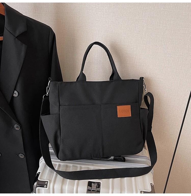 Canvas Tote Bag With Zipper Closure For Daily Commute And Casual Use