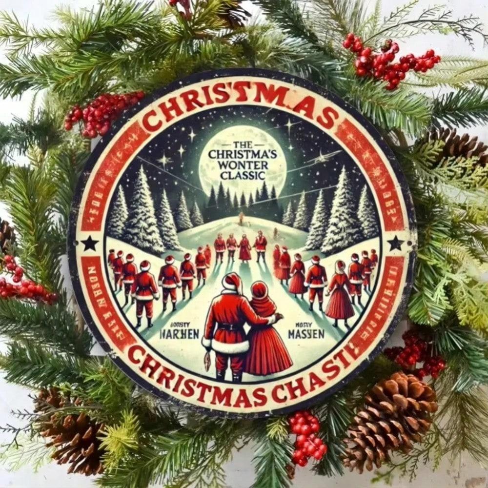 Vintage Christmas Film Retro Round Metal Tin Sign Wall Art Decor 20x20
