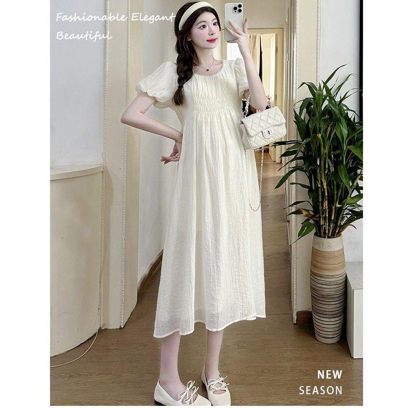 2026 Spring/Summer Maternity Chiffon Maxi Dress: New Chinese Style, Loose Fit M [Recommended 90-115 lbs]