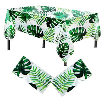 1 Stück Hawaiianische Luau-Party-Tischdecke, tropische Palmblätter, Tischdecken, Einweg-Tischdekoration aus Kunststoff für Sommer, Strand, Cocktail, Dschungel-Partyzubehör