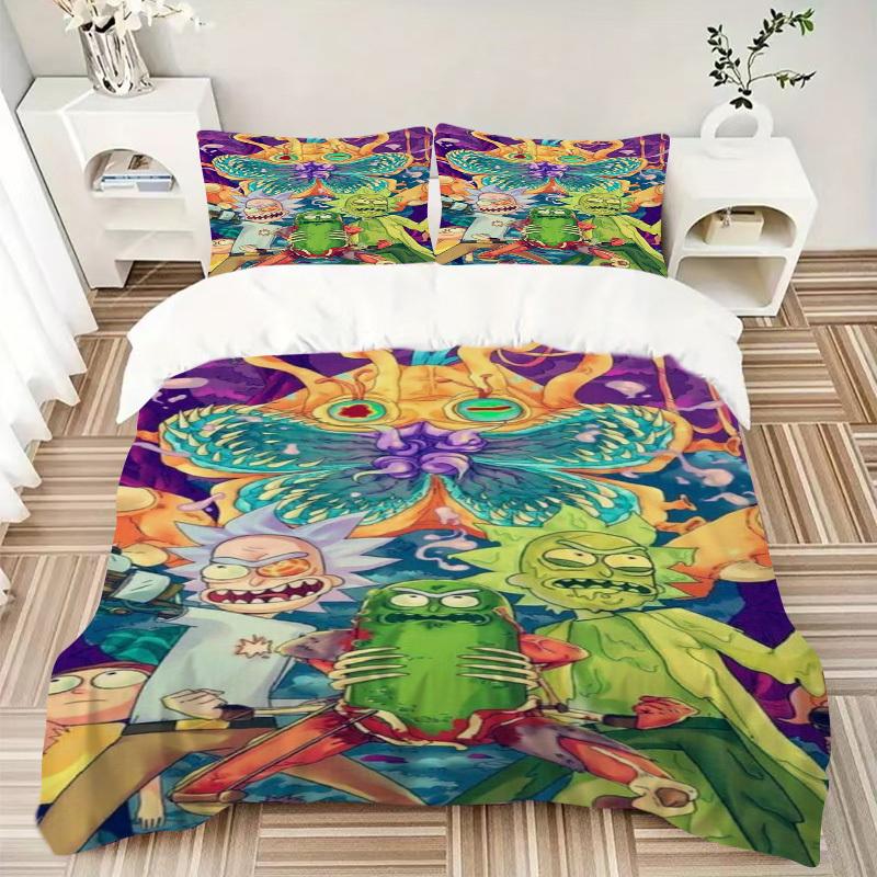 Rick and Morty: Trippy Adventure Bedding Set Comforter Cover Gift for Bedroom,Includes 1 Cover and 2 Pillowcases, No InsertB321