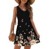 Women's Fashion Casual Summer Cuffless Bag V-neck Vintage Floral Print Dress Beach Sundress