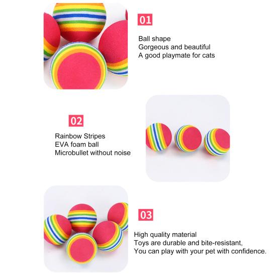 Kitten Ball Rainbow Colors Solid Bouncy No Odor Bite Resistant Indoor Activity Playing Toy EVA Foam Cat Toy Ball Pet Accessory