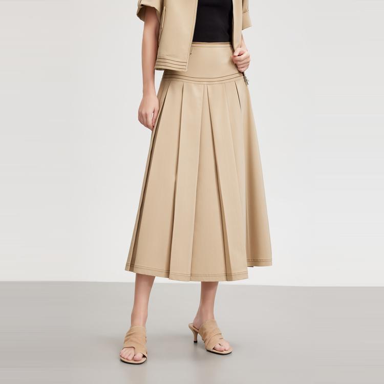 ELLE Elegant High-Waisted Pleated A-Line Skirt Women skirts L8SRM033