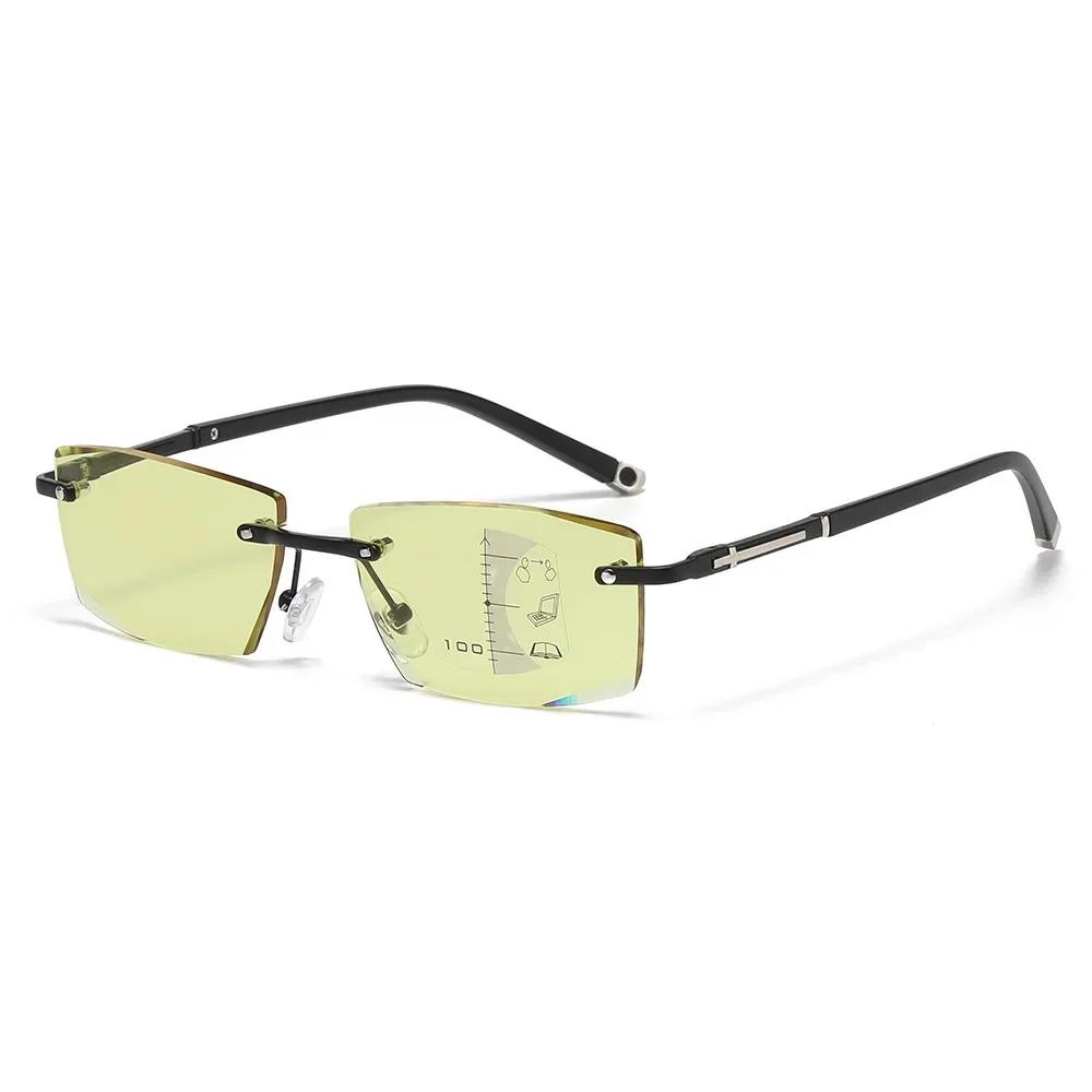 

Новые деловые мультифокальные очки для чтения с ночным видением для мужчин, без оправы, высокой четкости, с защитой от синего света, мужские очки для чтения +4.0