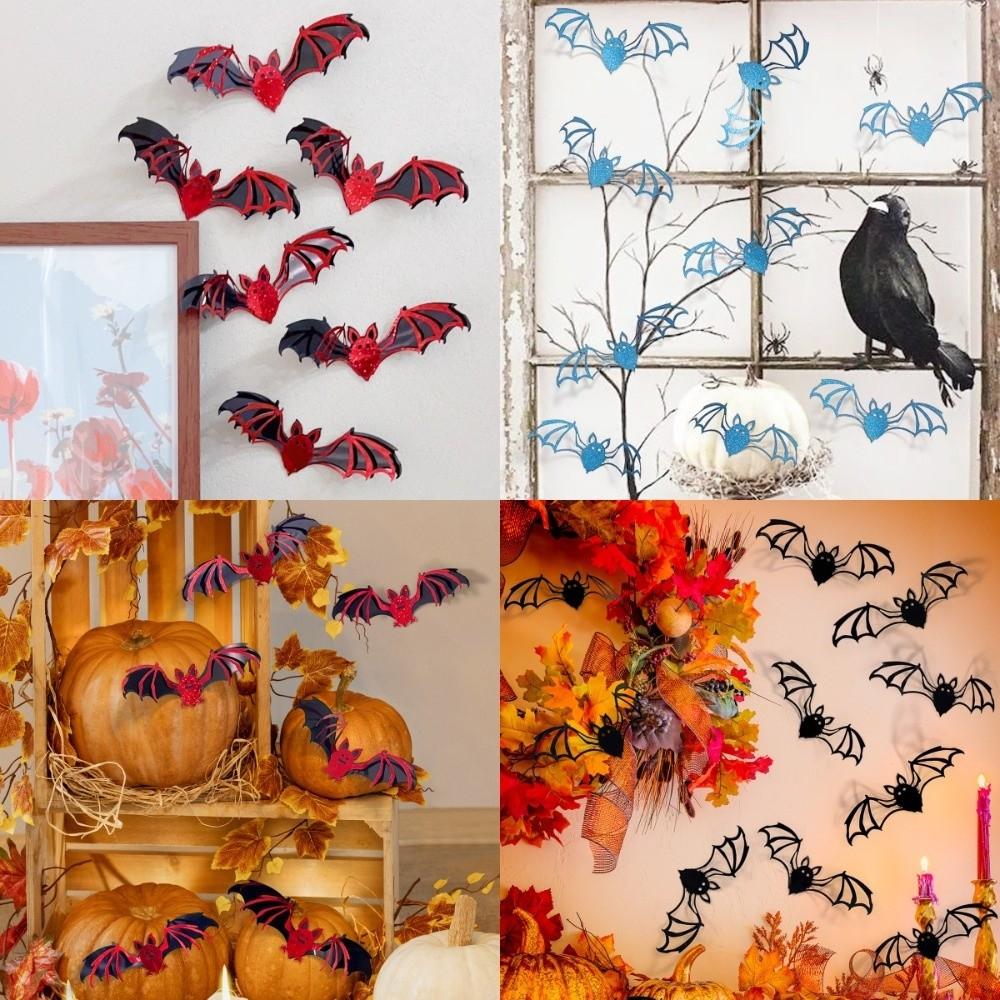 DIY Halloween Bat Stickers PVC 3D Wallpaper Decal Hollow Out Bat Wall Stickers  Home Decoration