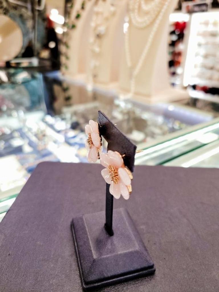 ARTRIA Cherry Blossom Shaped Rose Quartz Earrings AROERET0001PKF