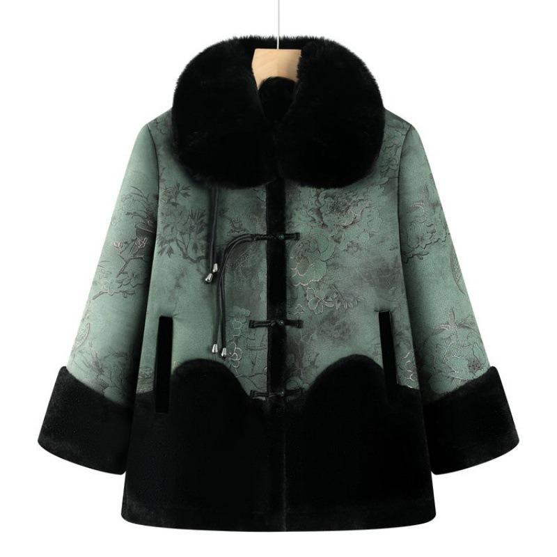 

Одежда для бабушки зимняя стеганая одежда пожилая стеганая куртка женская одежда для пожилой женщины пожилая осенняя стеганая одежда материнское зимнее пальто 5XL [recommended 150-80kg] зелёный