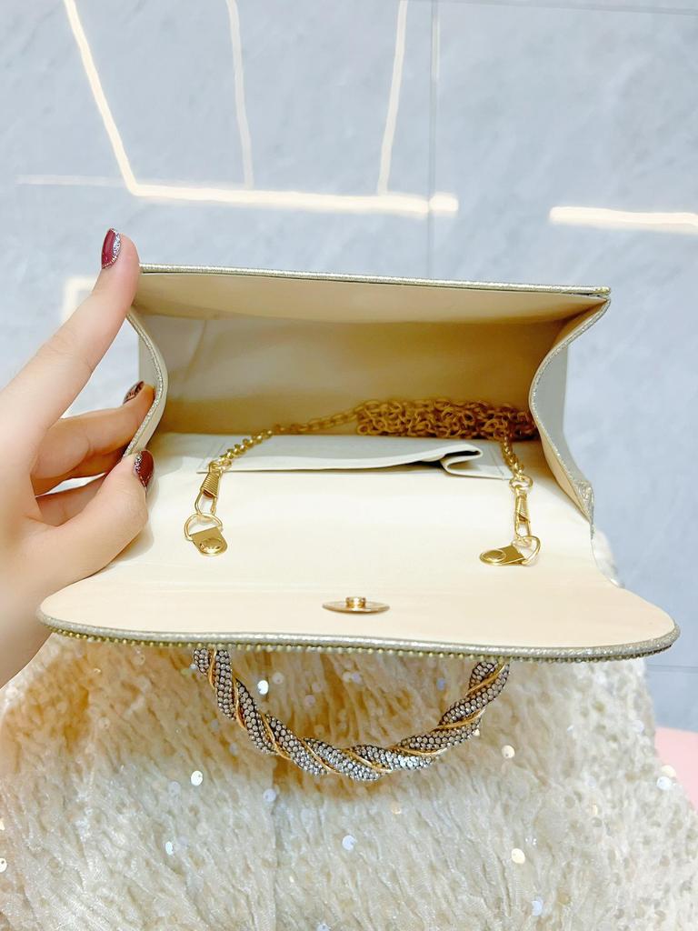 Elegant French Diamond Rhinestone Evening Handbag