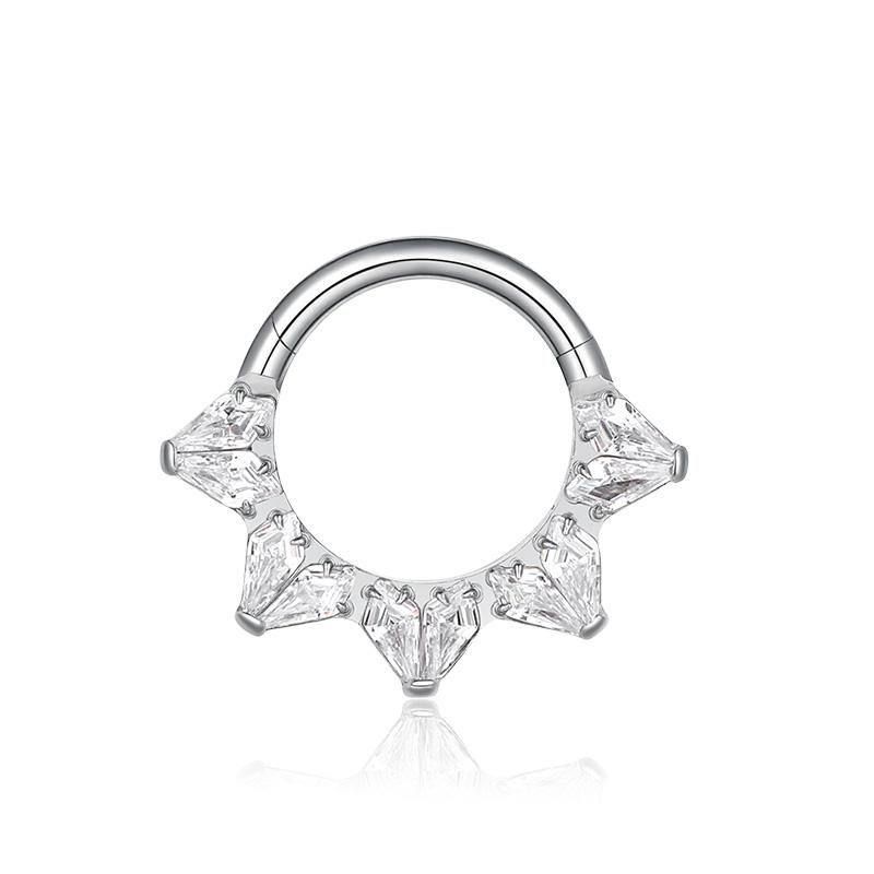 ASTM F136 Titanium with CZ Hinged Nose Ring 16G Septum Clicker Piercing Septum Daith Helix Tragus Earrings New Body Jewelry