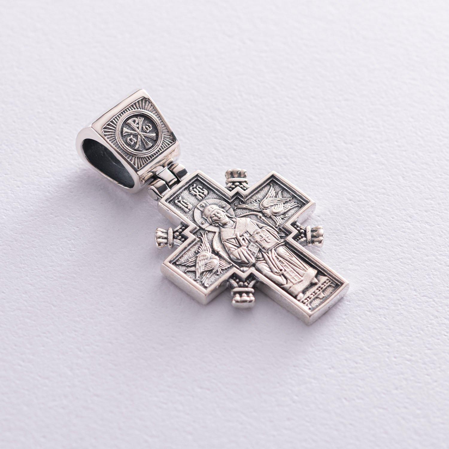 

Срібний православний хрест Ісус Христос Цар царів. Ікона Божої Матері Державна (чорніння) Oniks срібний