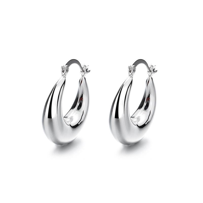 Полые серьги-кольца в форме полумесяца с покрытием 18 карат - Модный европейский и американский дизайн платиновый