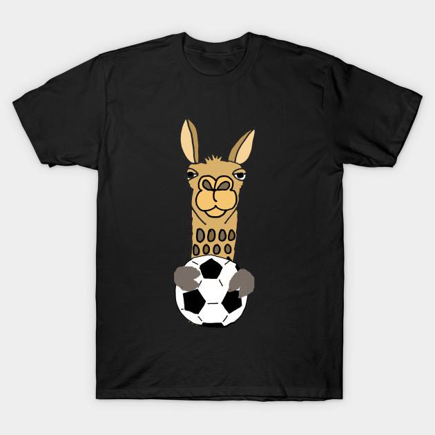 Men Black Print T-shirt Cool Funky Llama With Soccer Ball No-Cut Transfer Paper Print Cotton Tshirt M чёрный