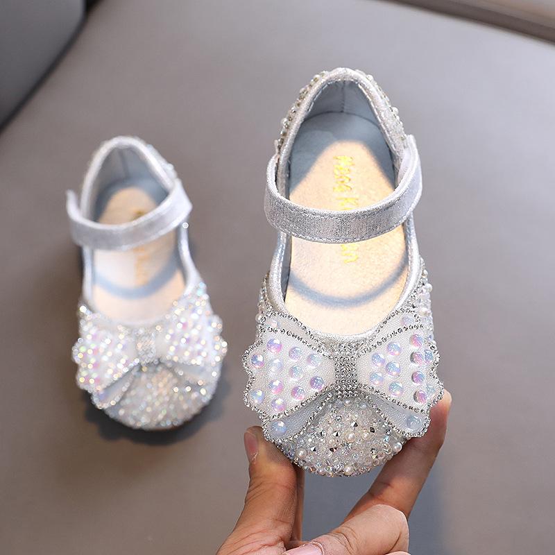 Autumn new princess girls' bow small/medium/large children's baby leather shoes single shoes dance performance shoes
