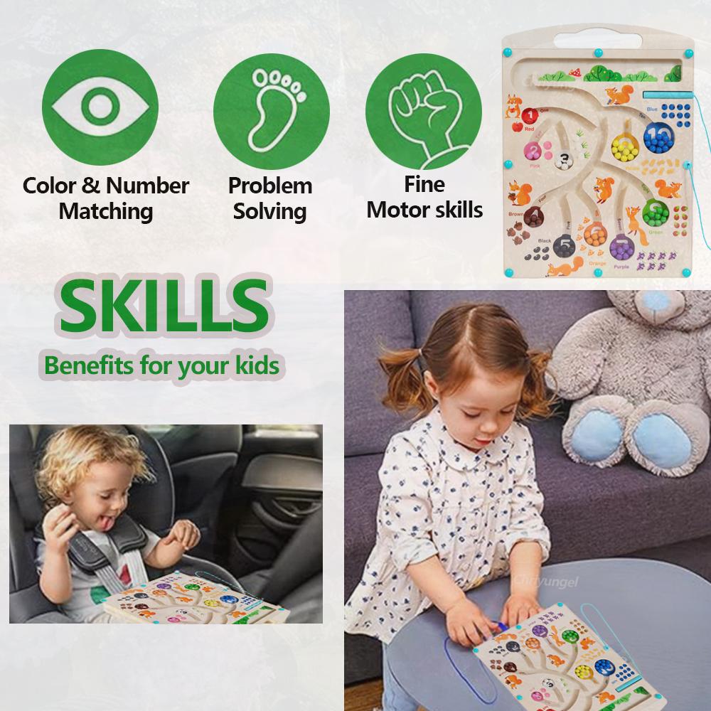 Wooden Montessori Magnetic Maze Toy Educational Fine Motor Toy Color  Shape Sorting Board Travel Brain Teaser Kid Toddler Gift