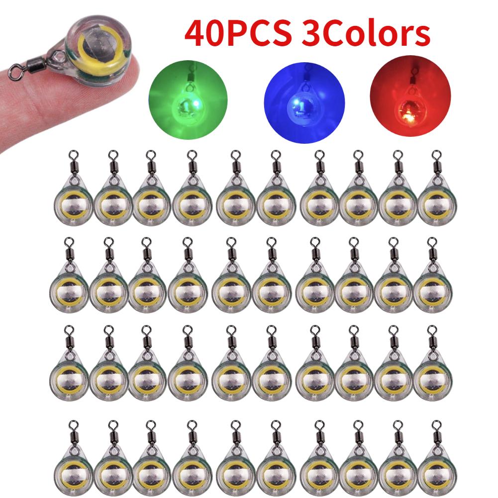 10-200pcs Mini Fishing Lure Light LED Deep Drop Underwater Eye Shape Squid Fish Bait Luminous Lure for Attracting Fish