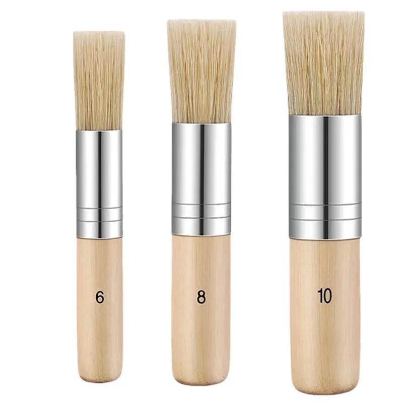 Stencil Paint Brushes Set, Bristle Hair Wooden Handle Perfect ForDIY Crafts Watercolor, Oil, and Acrylic Painting  Art Supplies
