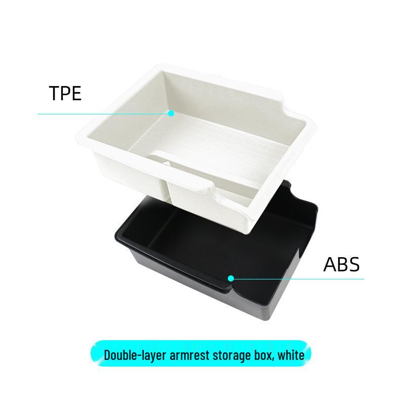 Eco-Friendly Double-Layer Armrest Storage Box for Tesla Model Y Center Console