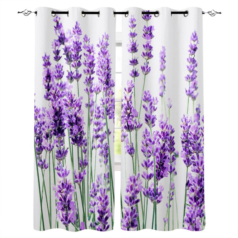 Bedroom Kitchen Curtains Lavender Plant Flowers Curtain Living Room Decoration Items Window Curtains for Living Room