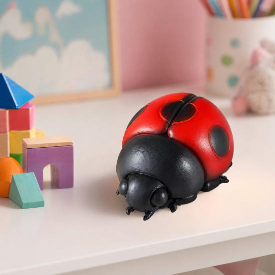 Glowing Ladybug Night Light, Resin Bedside Lamp for Kids, Cute Insect Shaped Table Decor for Bedroom, Funny Small Lamp Gift