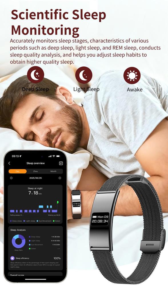 B8 Unisex Smart Bracelet: Luxurious, Waterproof, Monitors Heart Rate & Sleep.
