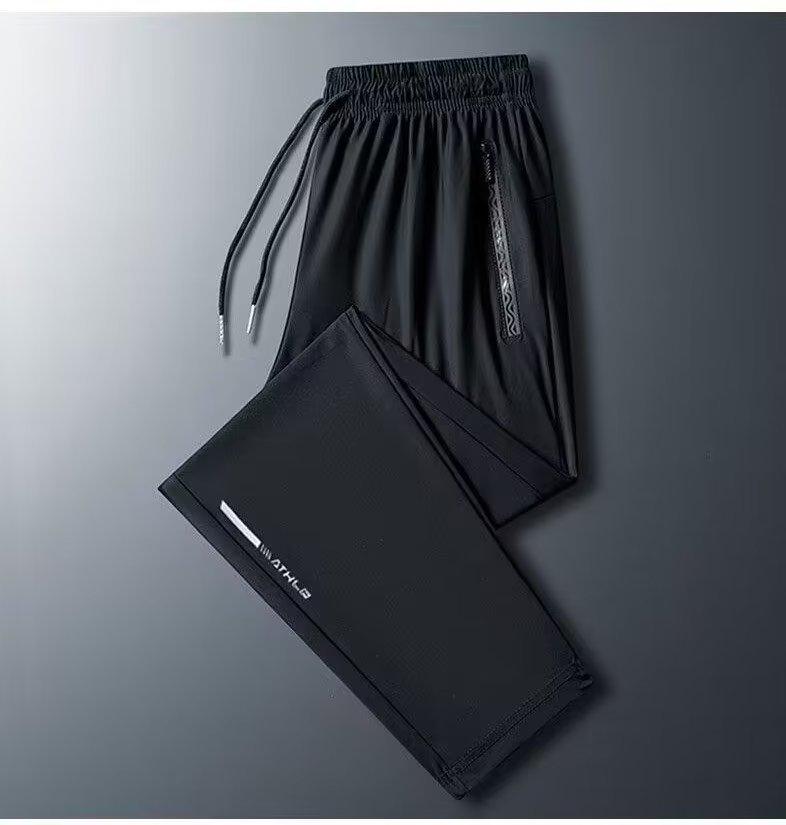 Men's Quick-Dry Stretch Ice Silk Summer Trousers with Elastic Waist