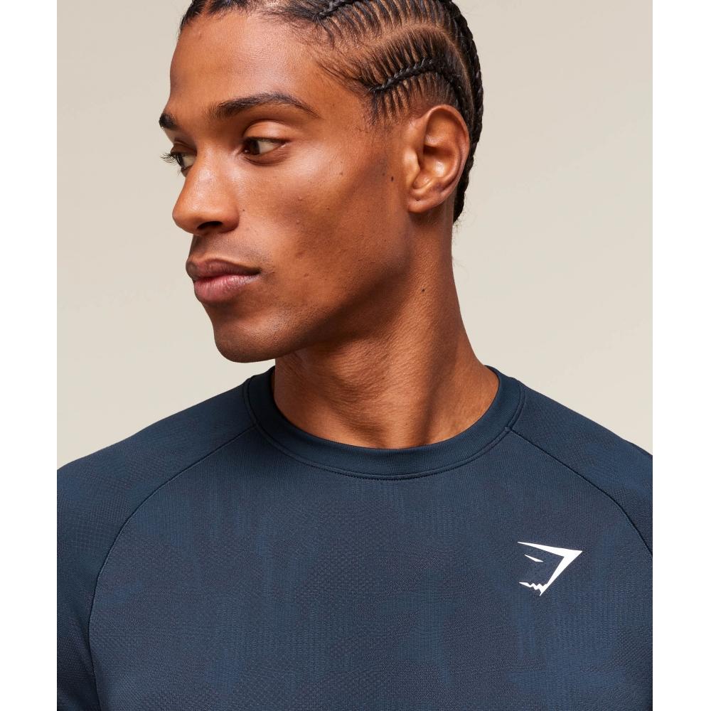 Gymshark Geo Seamless T shirT Navy Heavy Blue A5a2d Udc9