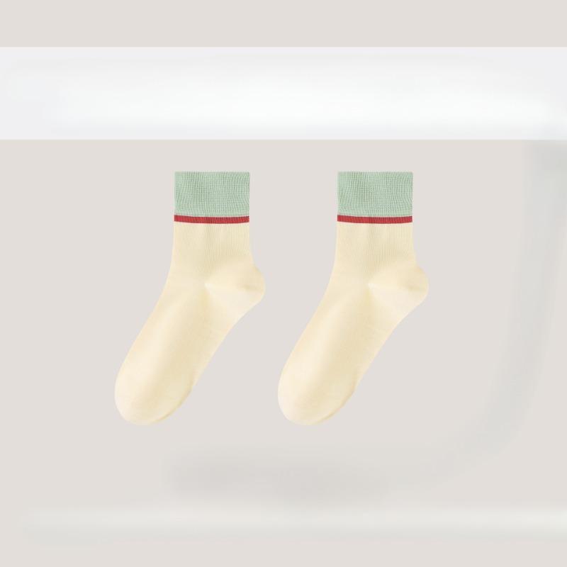 Female Spring and Summer New Simple Leisure Cotton Anti Bacterial Anti Odor Sweat Breathable Tube Socks