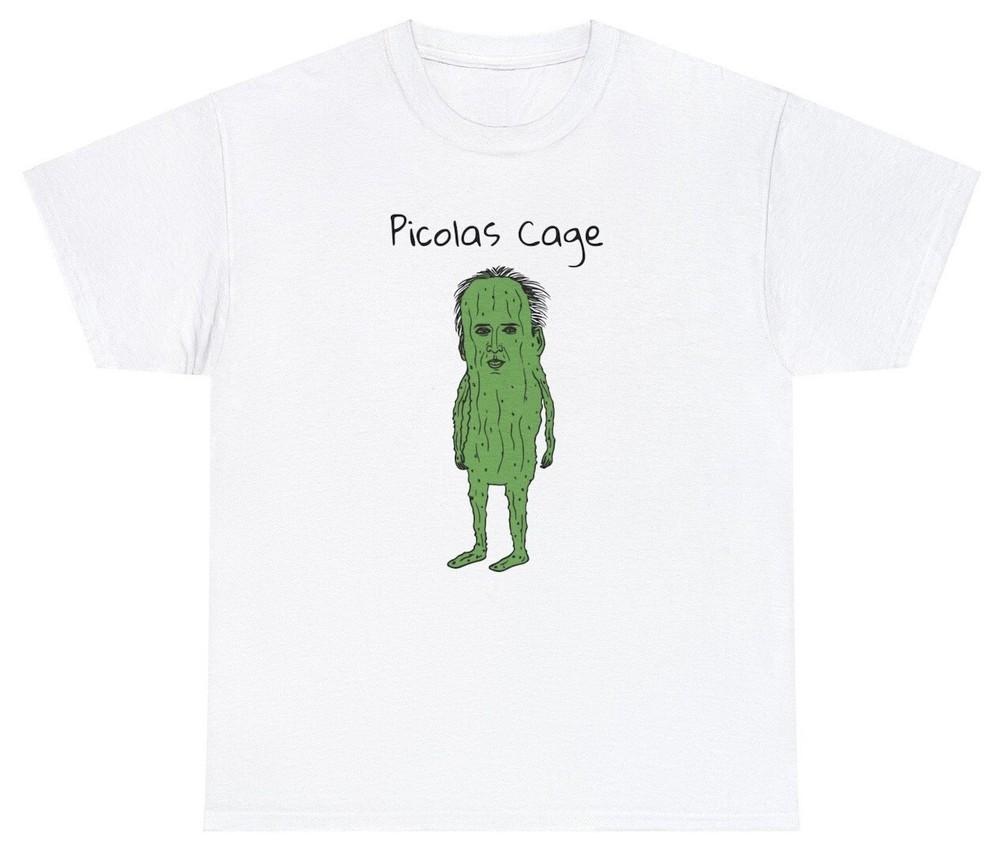 Picolas Cage T-Shirt Awkward Celebrity Humor Nicolas Cage Pickle Lover Silly Tee