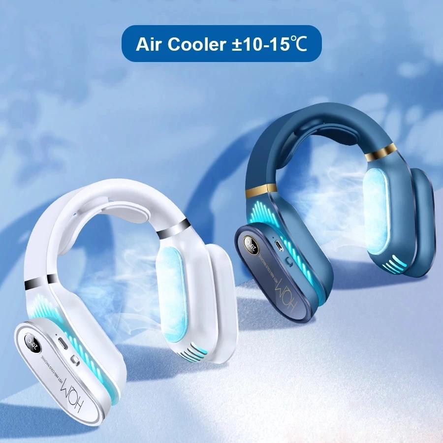 

Портативный шейный вентилятор Летний охладитель воздуха Безлопастной вентилятор USB Безлистные вентиляторы Охлаждающий кондиционер Носимый шейный вентилятор с теплым обогревателем