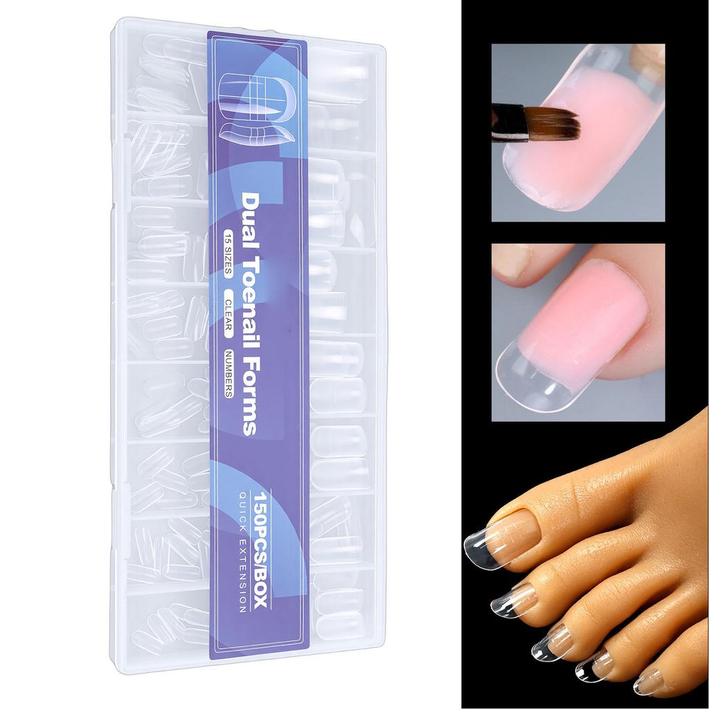 150 Pcs Toenail Forms Full Cover Clear Toenail Extension Full Cover Tips for Manicure   At Home