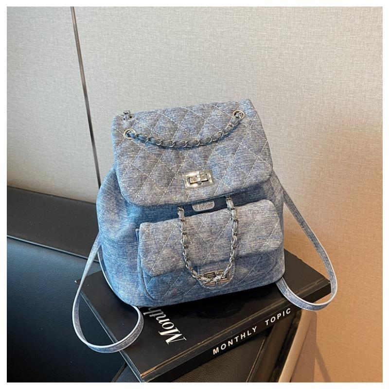 

Rhombus Xiaoxiangfeng Soft Leather Backpack 2026 New Commuter Chain Backpack Short-haul Travel Bag синій