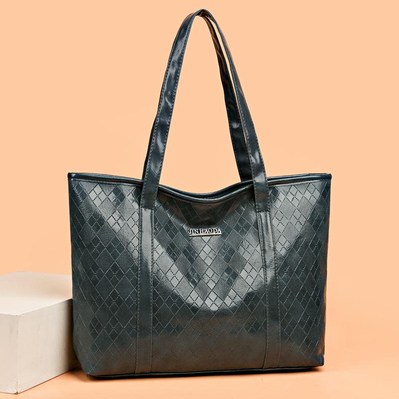 

Новая высококачественная вместительная женская сумка с модной и универсальной сумкой через плечо в западном стиле и мягкой кожаной сумкой-тоут 41*28*10cm синий