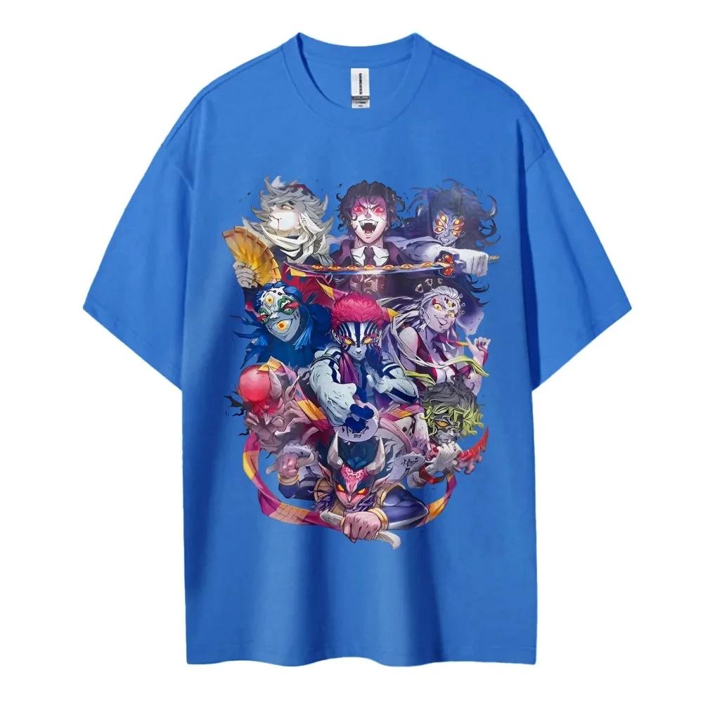 Hot Sale Anime Peripherals Demon Slayer Manga Graphic Print Short-sleeved Men Women Cotton Comfortable Soft Loose Casual Oversized Top Summer New Tee