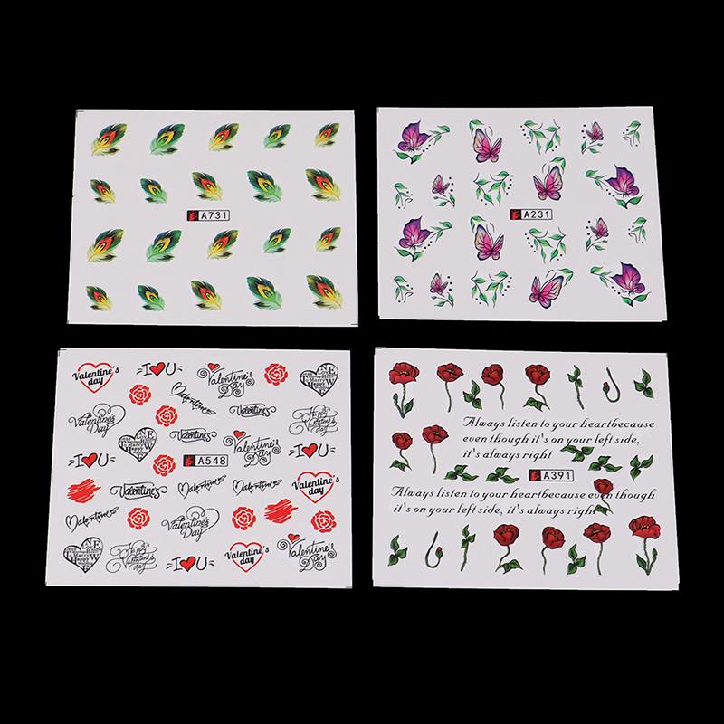 3D Nail Art Transfer Aufkleber 50 Blätter Blumen Abziehbilder Maniküre Dekoration Tipps
